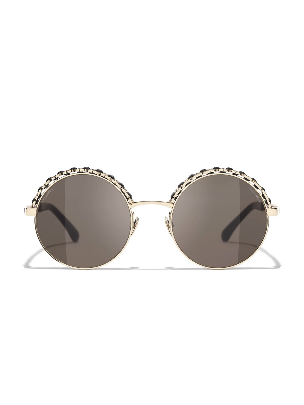 CHANEL Black& silver Round Braided-Rim Women's Sunglasses limited edition